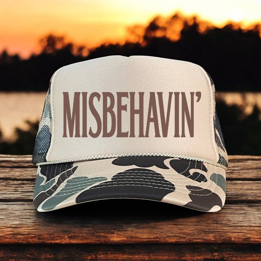 MISBEHAVIN' Classic Tan Camo Foam Women's Trucker Hat